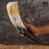 Viking Horn- Threaded Design Horn w/ Leather holster
